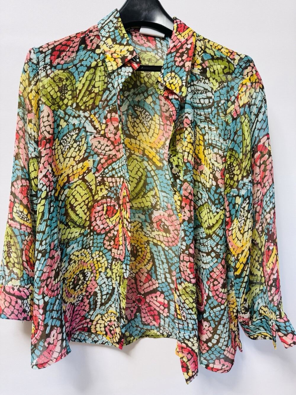 Alfred Dunner Petite Women’s Multicolor Floral Button Front Blouse Size 14P